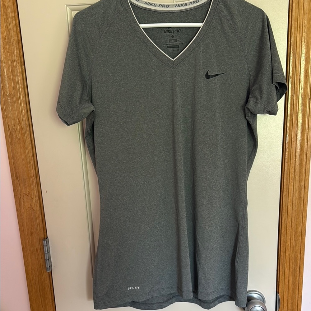 Nike Women’s Pro Gray V-Neck Drifit Tee